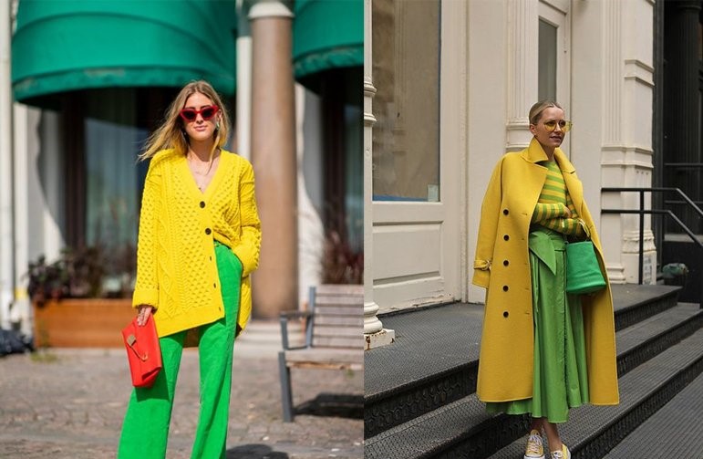 ست رنگ زرد و سبز برای خانم ها
